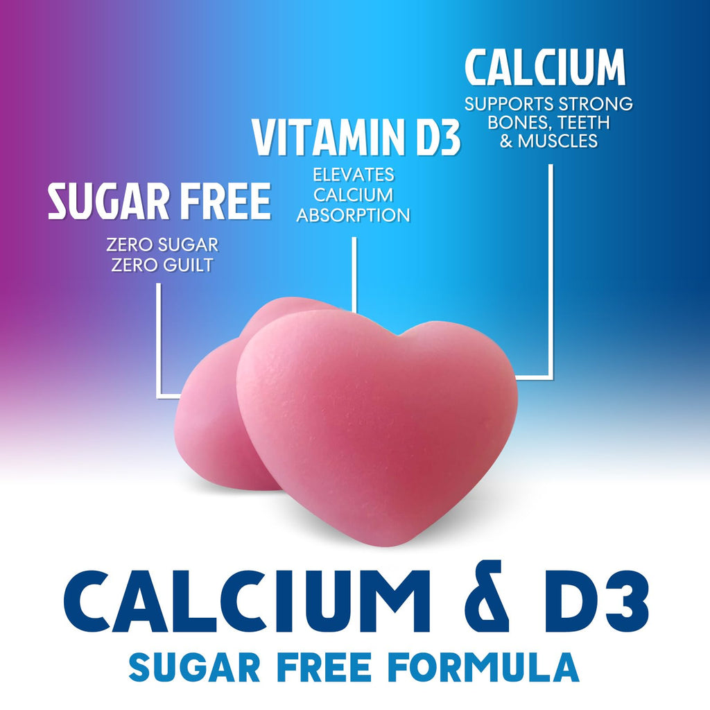Calcium Gummies with Vitamin D3 (400 IU) - Sugar Free, 120 Count | Supports Immune Health & Bones