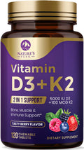 Vitamin D3 K2 5000 IU Berry Chewable – Immune & Bone Health (120 Tabs)