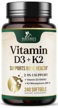 Vitamin D3 K2 5000 IU Plus with K2 MK-7 - 240 Softgels | Non-GMO