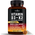 Vitamin D3 5,000 IU + K2 MK-7 100 mcg - 60 Capsules | Bone, Immune & Heart Support - Vegan & Non-GMO