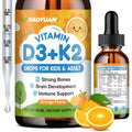Vitamin D3 K2 Drops for Kids – Vegan Non-GMO Orange 2oz | Supports Calcium Absorption, Bones, Brain & Immunity