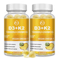 Vitamin D3 K2 Gummies 10000IU MK-7 200mcg – 6-in-1 with Omega-3, Calcium, Magnesium & Zinc | Sugar Free, 2 Packs