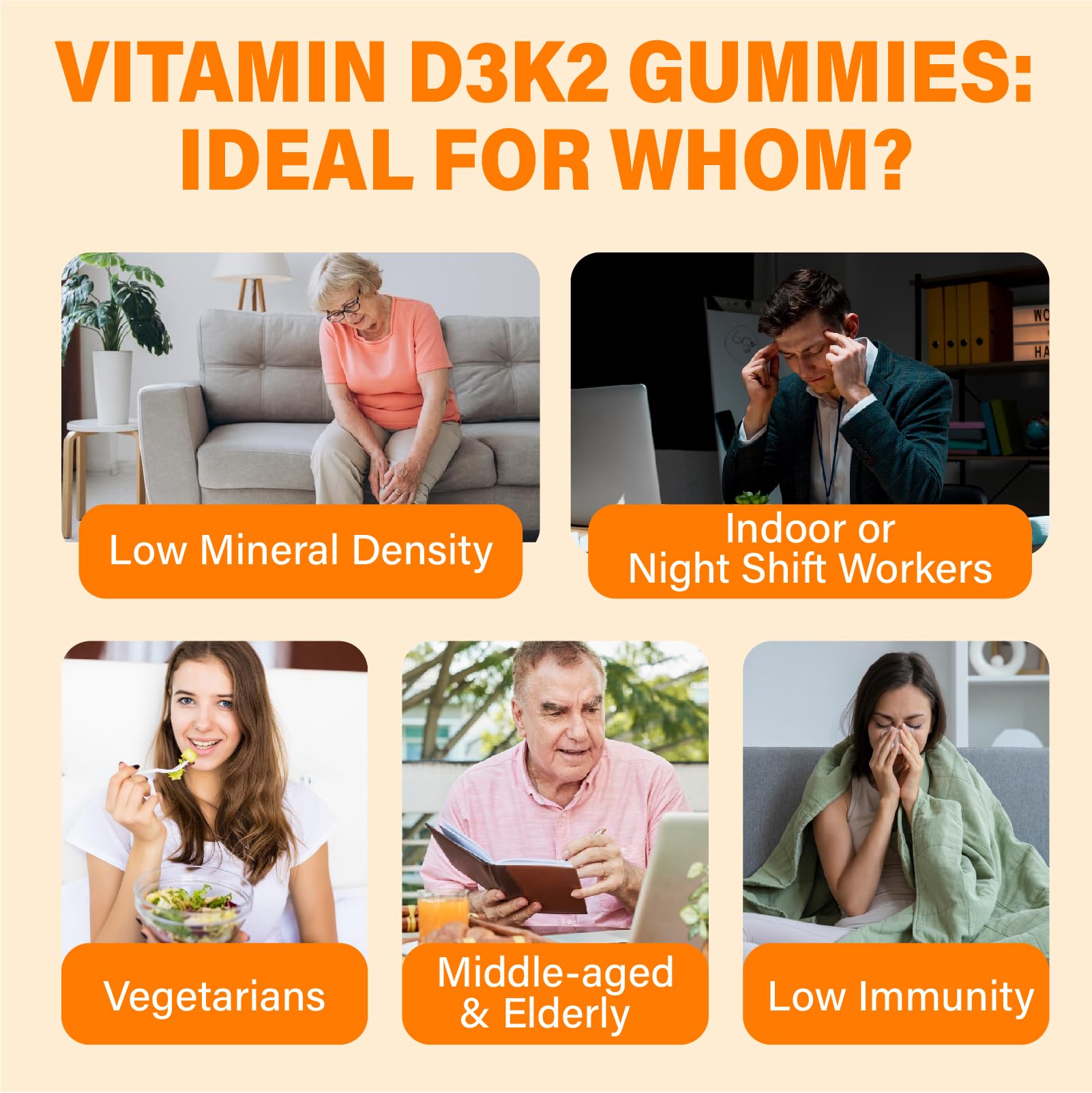 Vitamin D3 10000 IU Gummies with K2 – Vegan, Sugar-Free