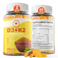 Vitamin D3 10000IU + K2 MK-7 Turmeric Gummies – Vegan 2-Pack | Bone, Immune & Energy Support