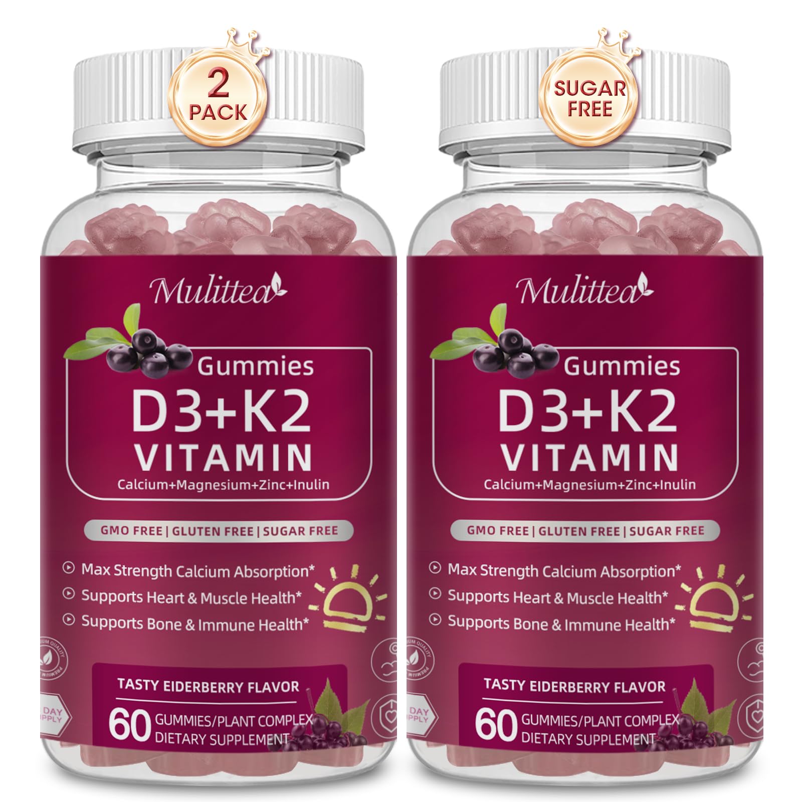 Vitamin D3 10000 IU + K2 MK-7 Vegan Gummies for Immune & Bone Support
