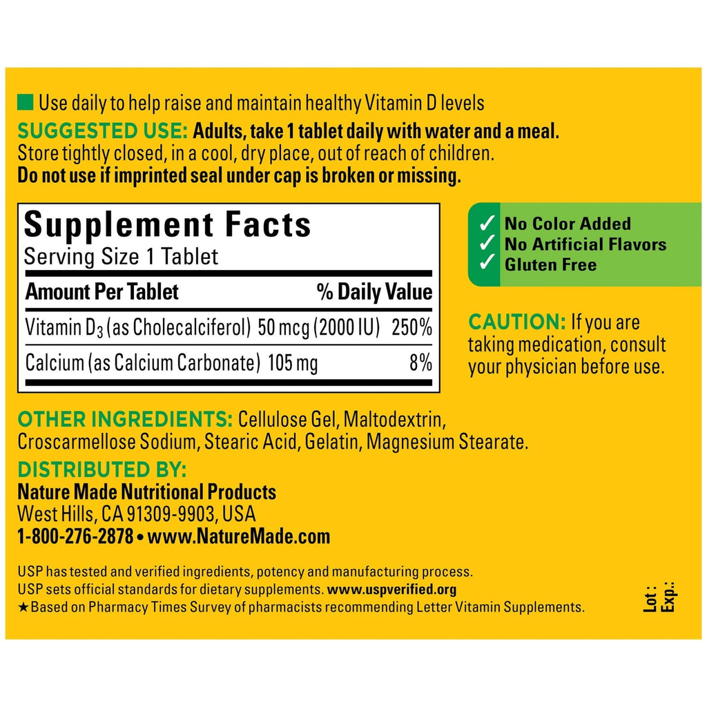 Vitamin D3 2000 IU (50 mcg) – 220 Tablets | Immune Support & Bone Health