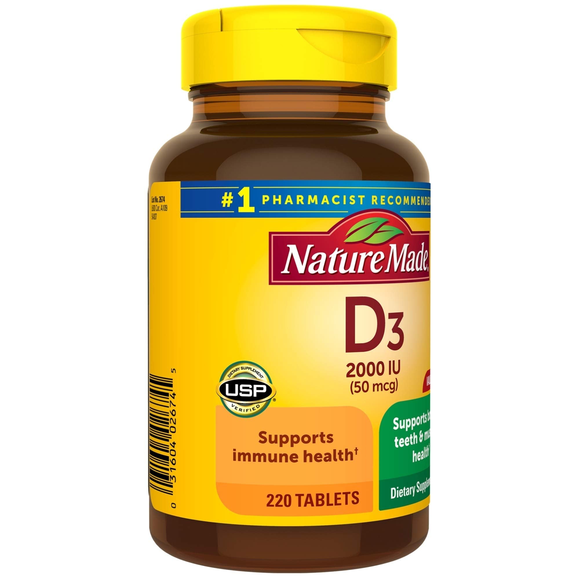 Vitamin D3 2000 IU (50 mcg) – 220 Tablets | Immune Support & Bone Health