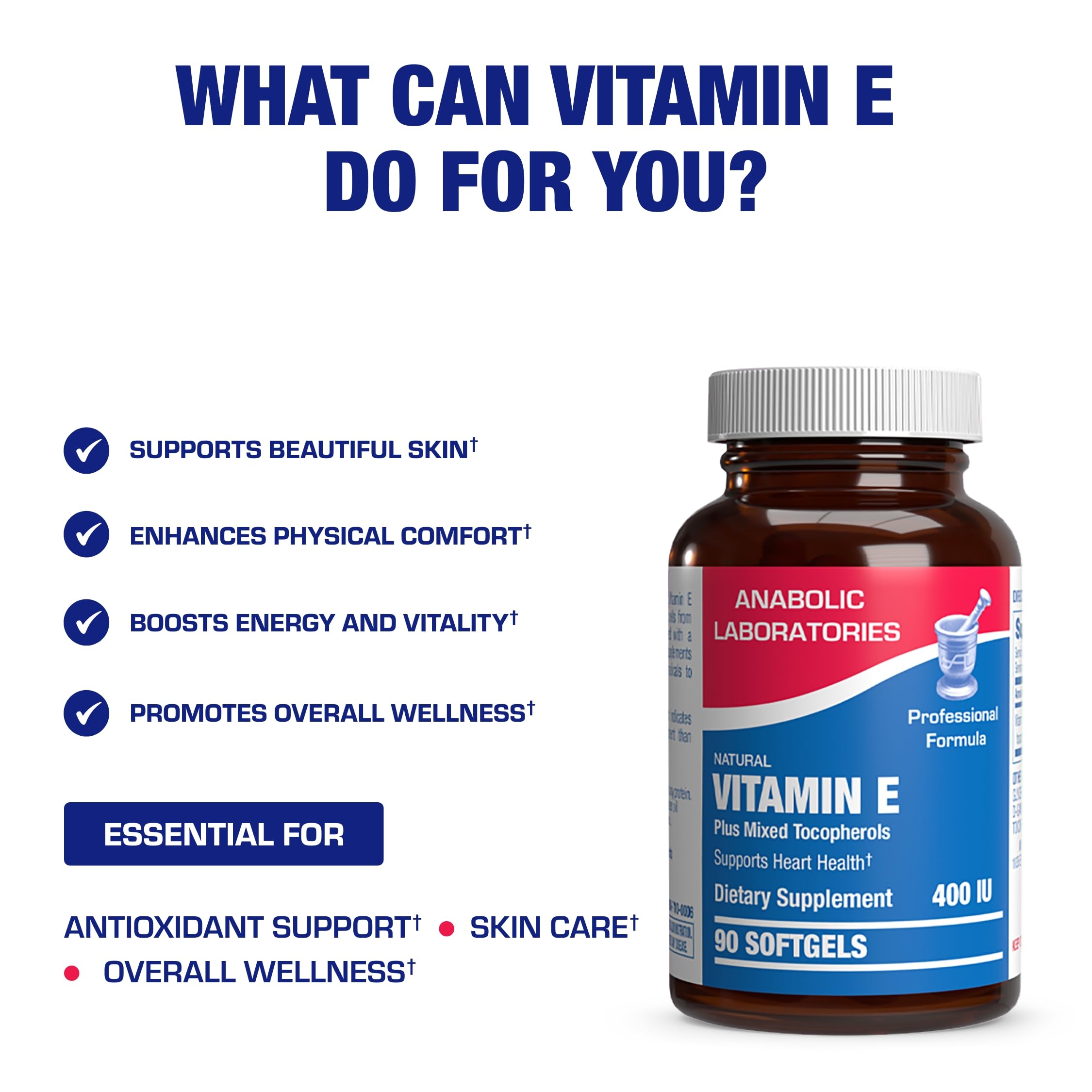 Vitamin E 400 IU Softgels – Clinical Formula Natural Vitamin E with d-Alpha Tocopherol & Mixed Tocopherols | 90 Servings