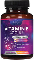 Vitamin E 400 IU (180 mg) – Hair & Skin Support, Immune Health – Non-GMO, Gluten Free | 60 Softgels