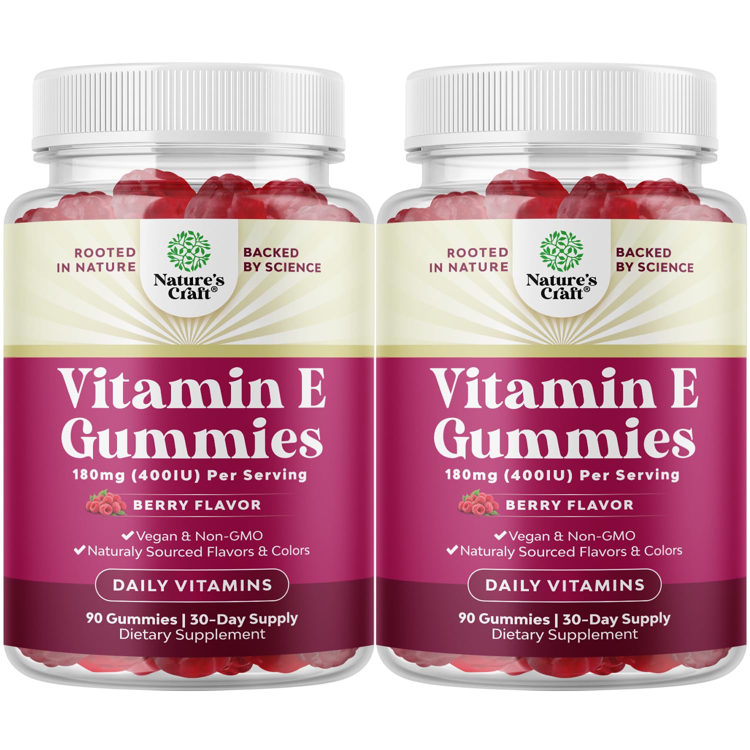 Natures Craft Vitamin E Gummies – 400 IU High-Potency Skin Support – 2-Month Supply