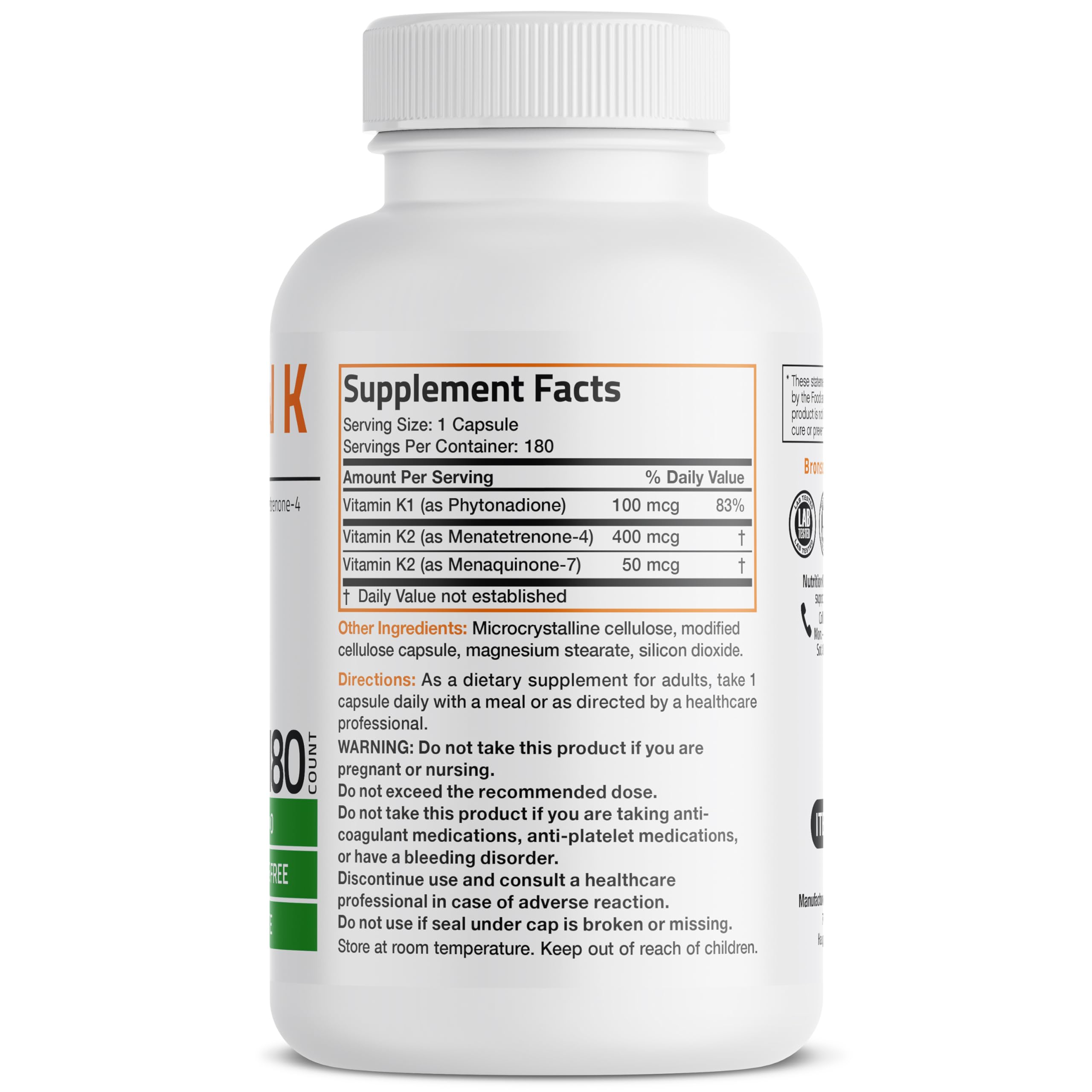 Vitamin K Triple Play: K1, K2 MK4 & MK7 – 180 Capsules