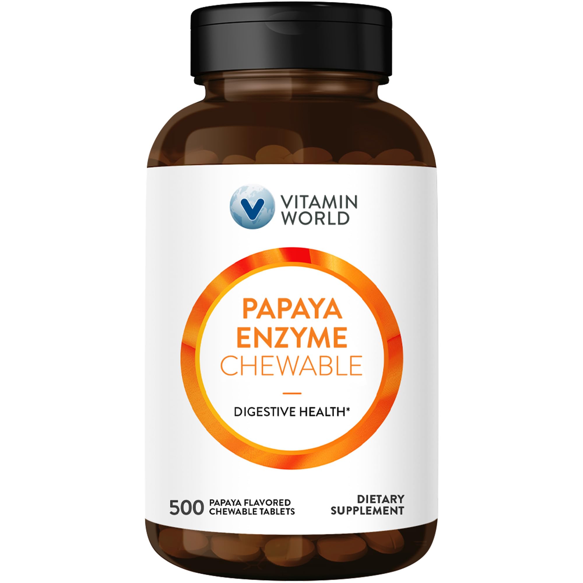 Vitamin World Papaya Enzymes Chewables – Papain, Amylase & Protease (500 Tablets)