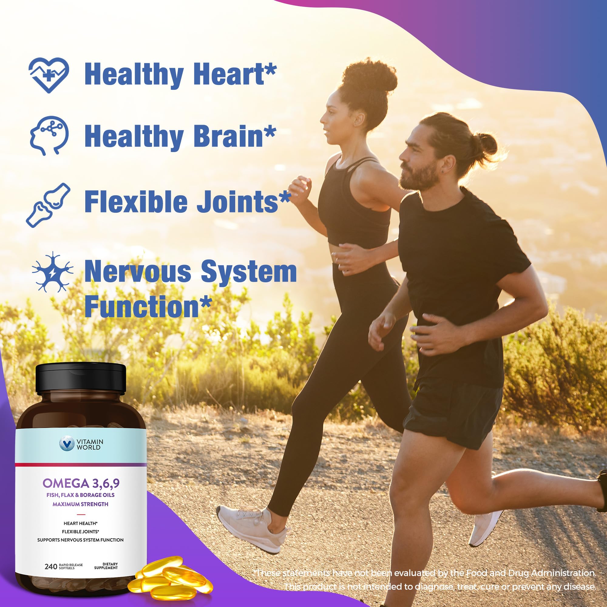 Vitamin World Triple Omega 3-6-9 3600mg with EPA & DHA – 240 Softgels, Gluten Free