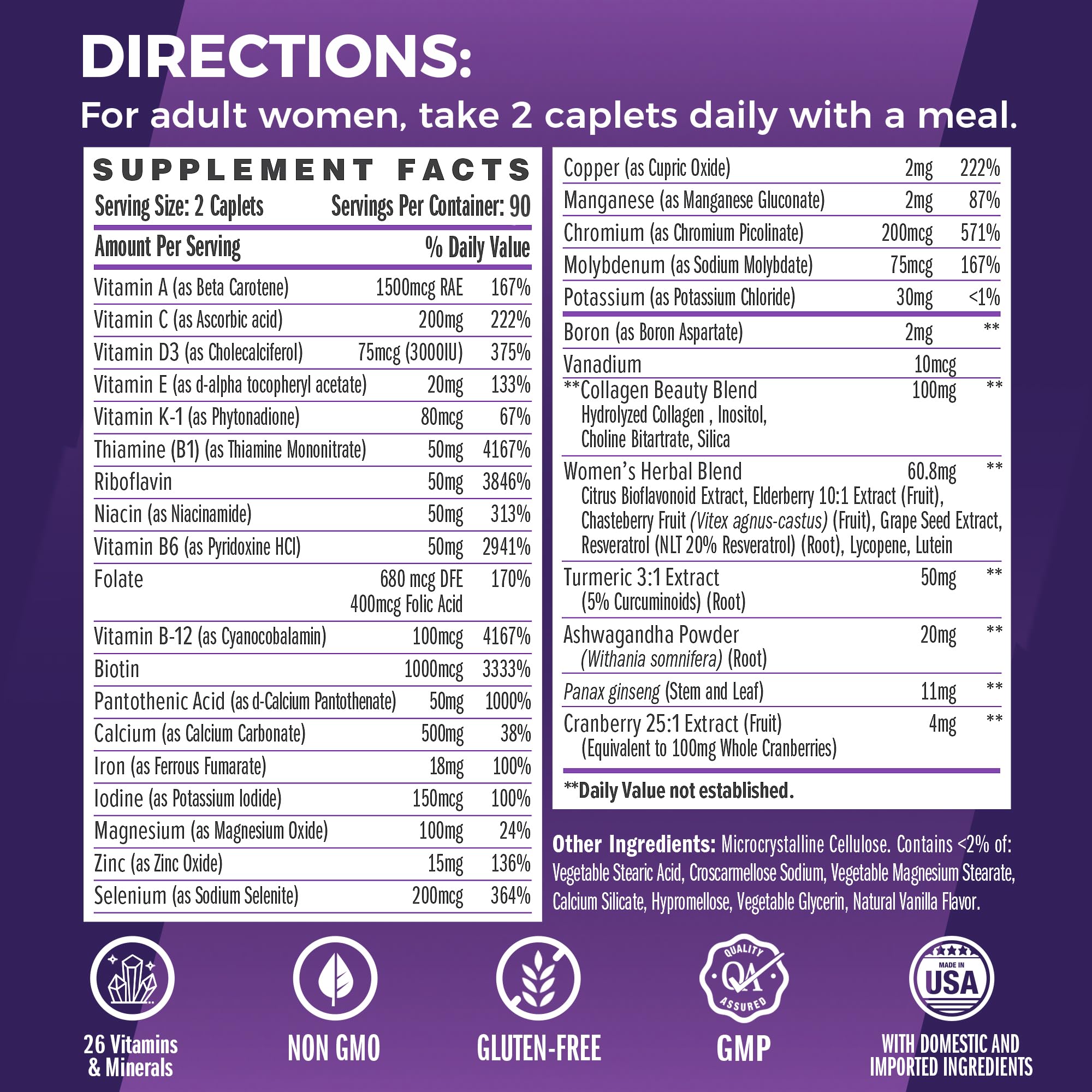 Vitamin World Ultra 360 Women’s Multivitamin with Collagen & Herbs – Hair, Skin & Nails