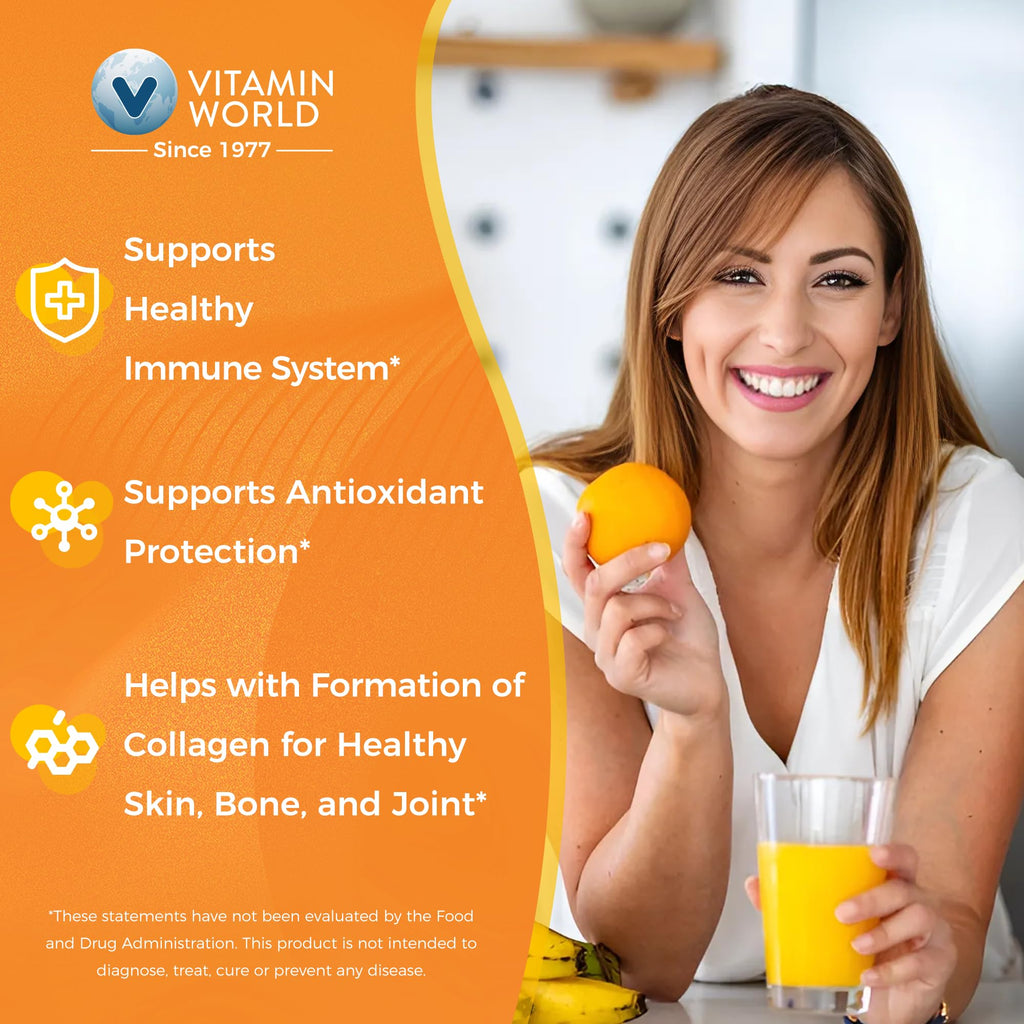 Vitamin World Vitamin C 1000 mg with Bioflavonoids | Immune Support & Antioxidant Protection - 100 Capsules