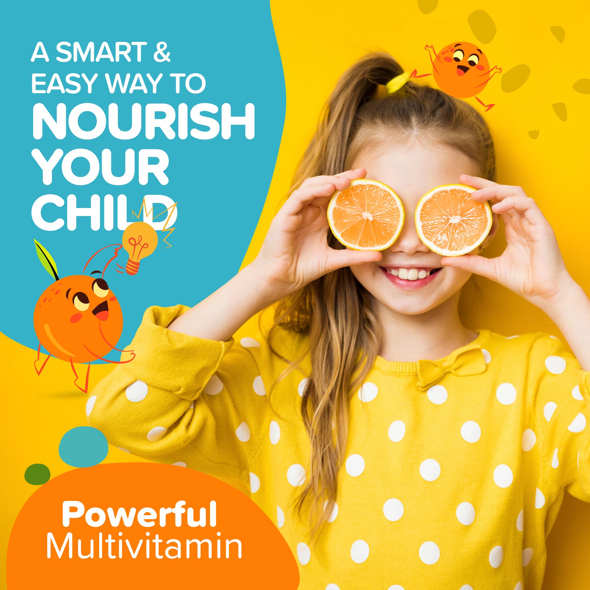 Essential Nutrition Vitamini Splash - Kids Multivitamin Powder (10.4 oz) - 13 Active Vitamins & 6 Chelated Minerals - Vegan