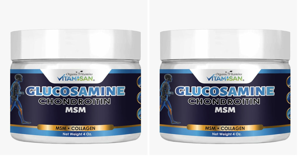 VITAMISAN Premium Organic Glucosamine & Chondroitin Cream (Pack of 2) – MSM, Arnica & Collagen