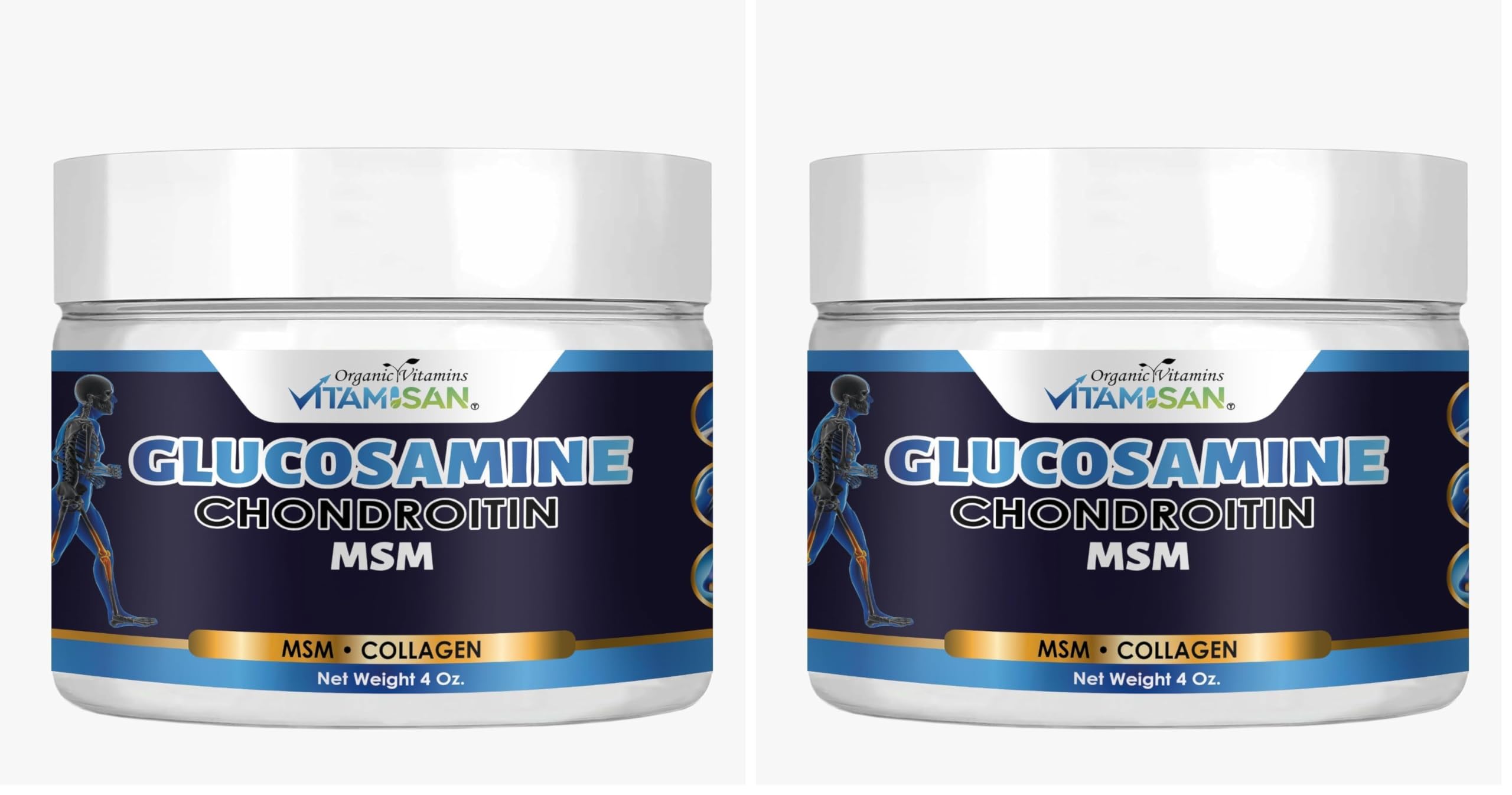 VITAMISAN Premium Organic Glucosamine & Chondroitin Cream (Pack of 2) – MSM, Arnica & Collagen