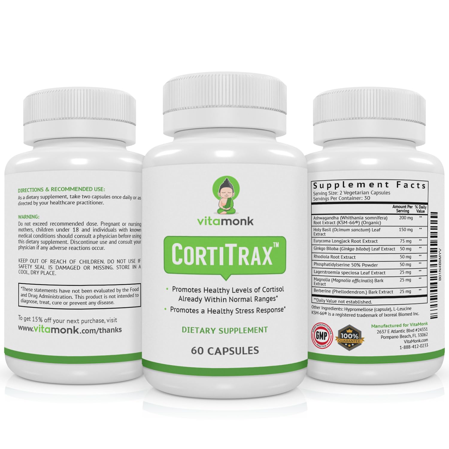 VitaMonk CortiTrax Natural Cortisol Blocker – Doctor Formulated Cortisol Support (60 Capsules)