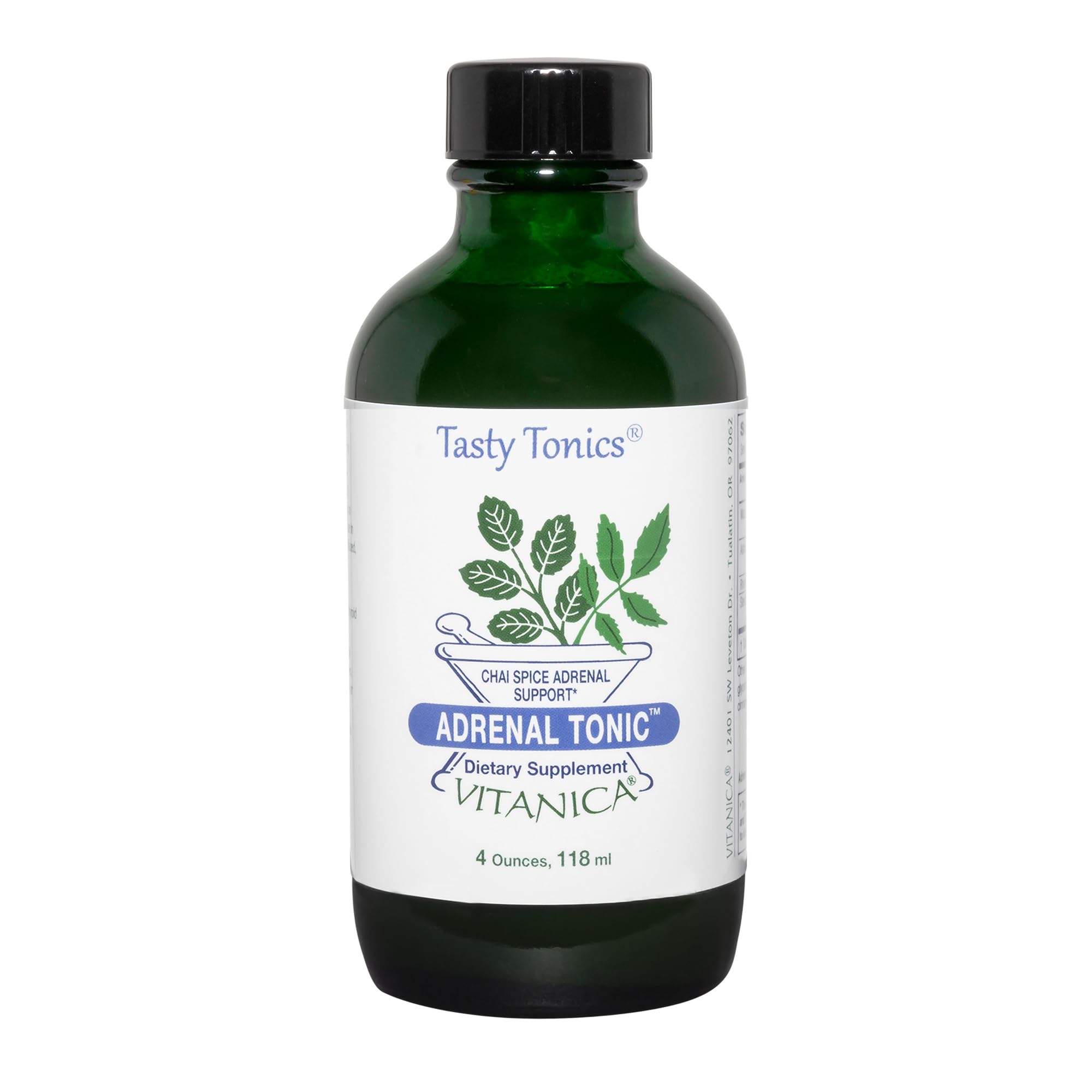 Vitanica Adrenal Tonic – Adrenal Support, Alcohol-Free, Vegan, Chai Spice, 4 oz