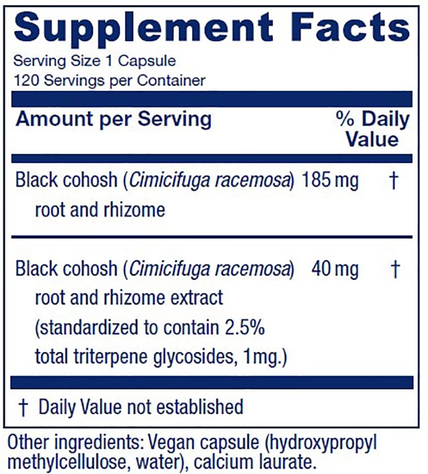 Vitanica Black Cohosh Cimicifuga Extract Plus - Vegan 120 Capsules | Menopause Support