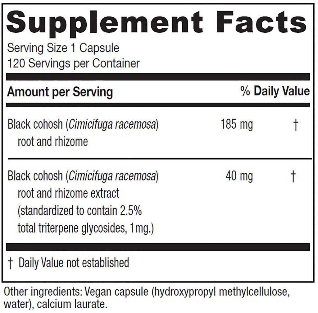 Vitanica Black Cohosh Cimicifuga Extract Plus – Vegan, 120 Capsules