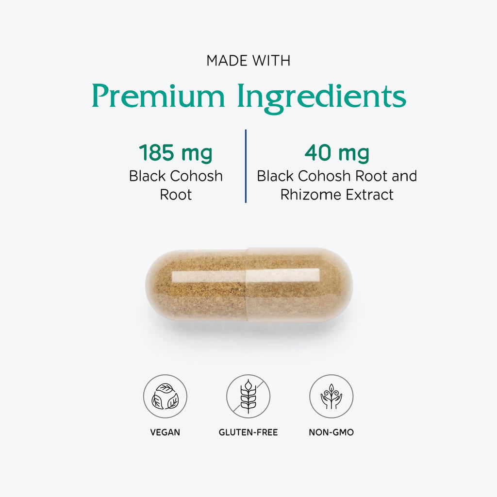 Vitanica Black Cohosh Cimicifuga Extract Plus - Vegan 120 Capsules | Menopause Support