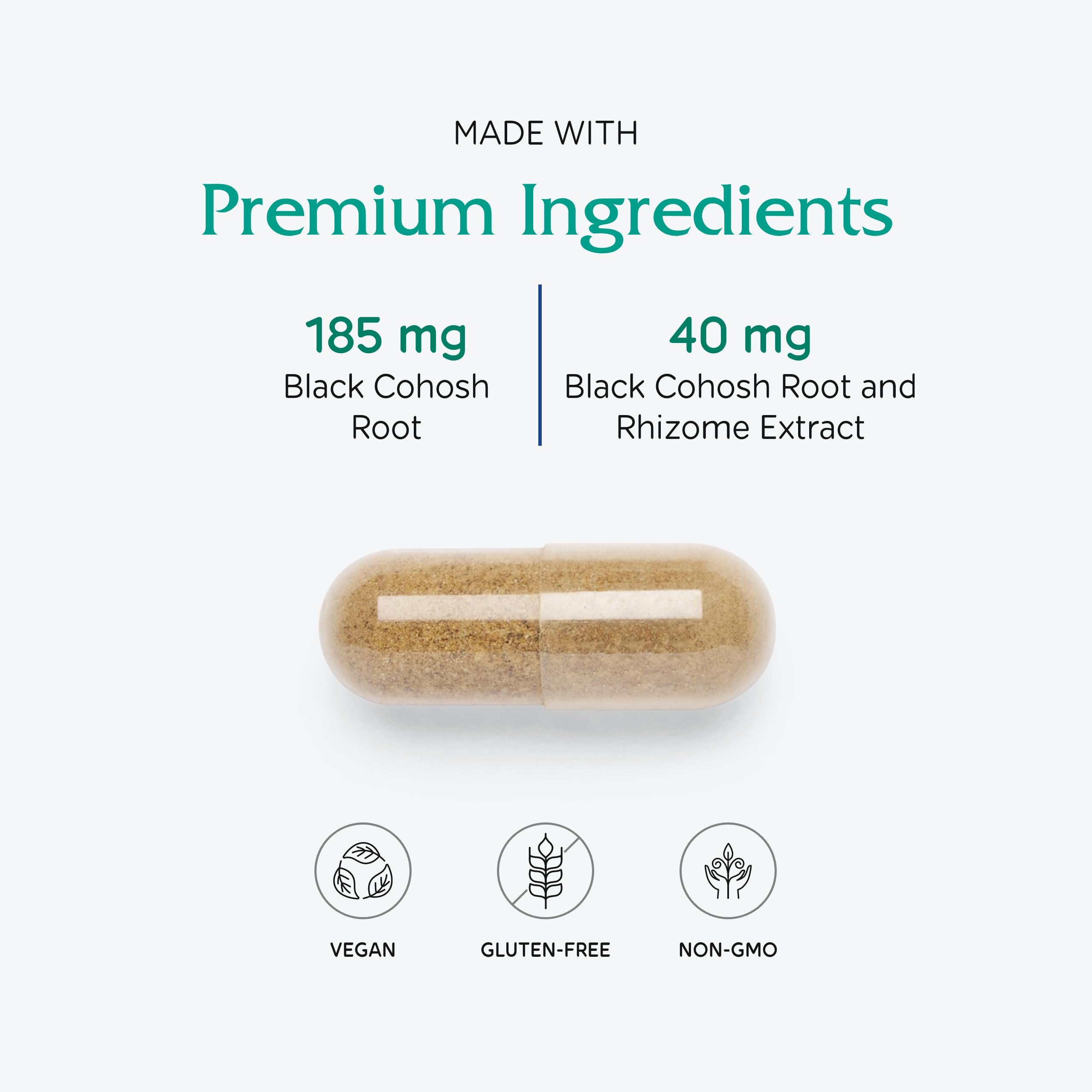 Vitanica Black Cohosh Cimicifuga Extract Plus - Vegan 120 Capsules | Menopause Support