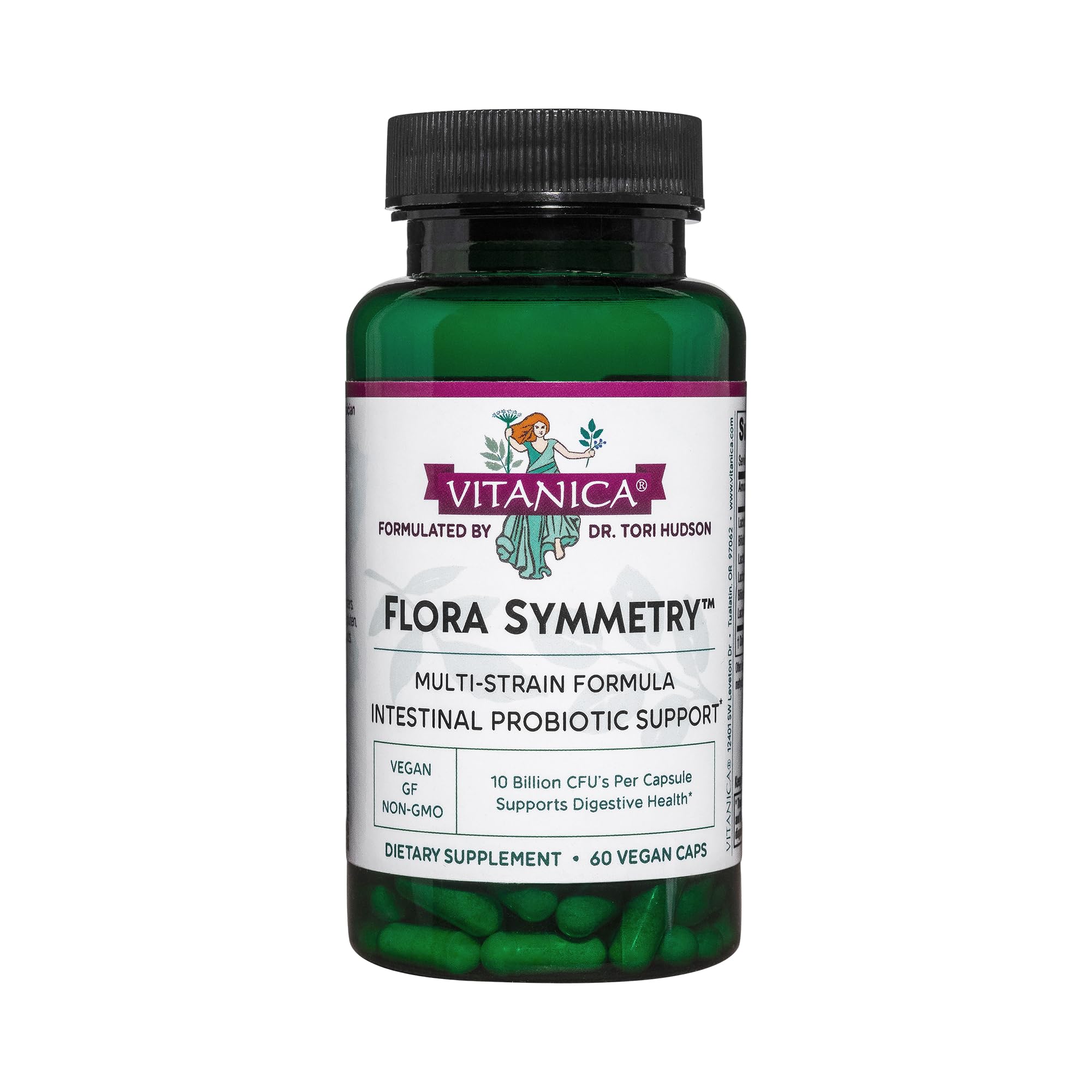 Vitanica Flora Symmetry Probiotic | Shelf-Stable, Non-GMO, Vegetarian (60 Count)