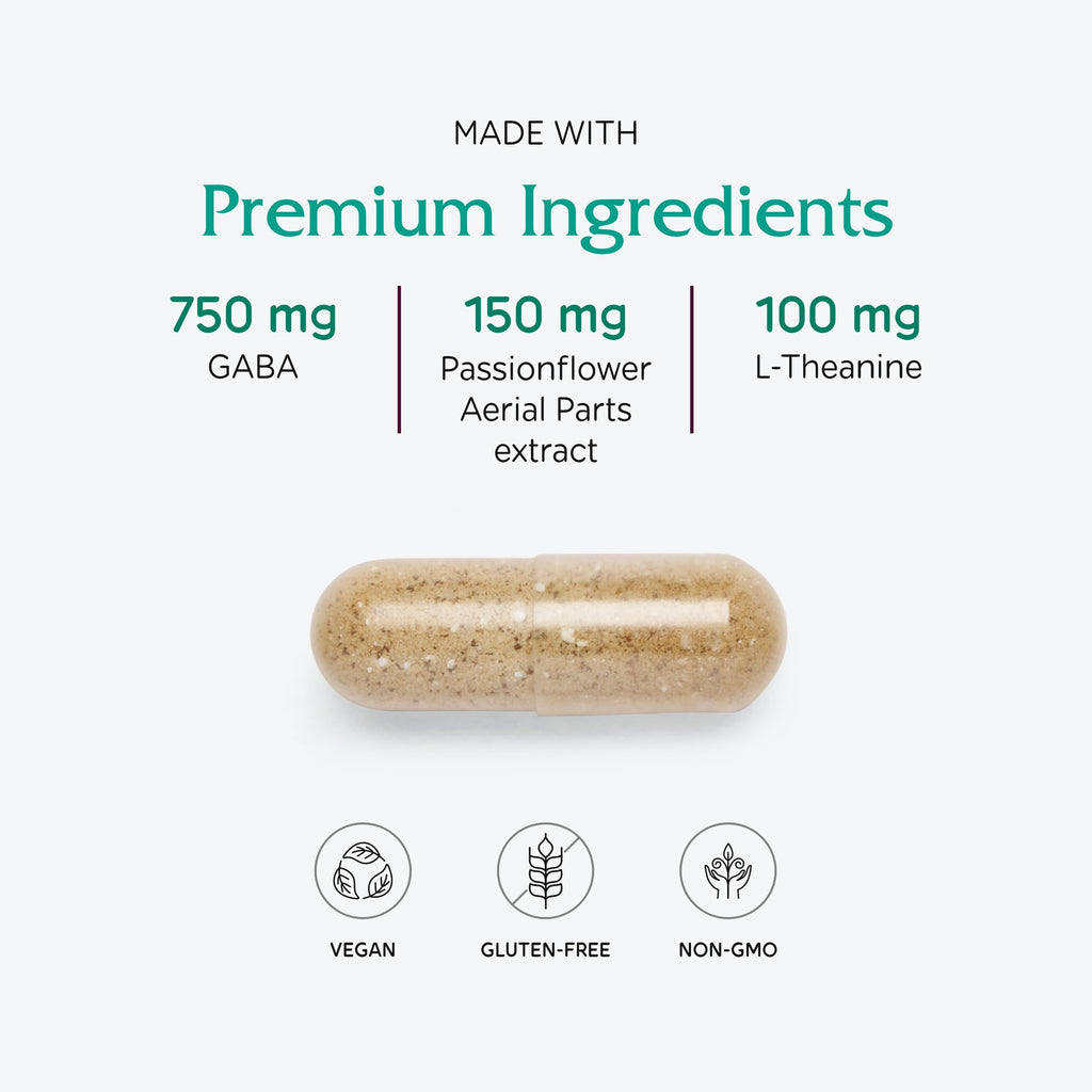 Vitanica GABA Ease – GABA & L-Theanine Calm & Relaxation for Women | 15 Vegan Caps