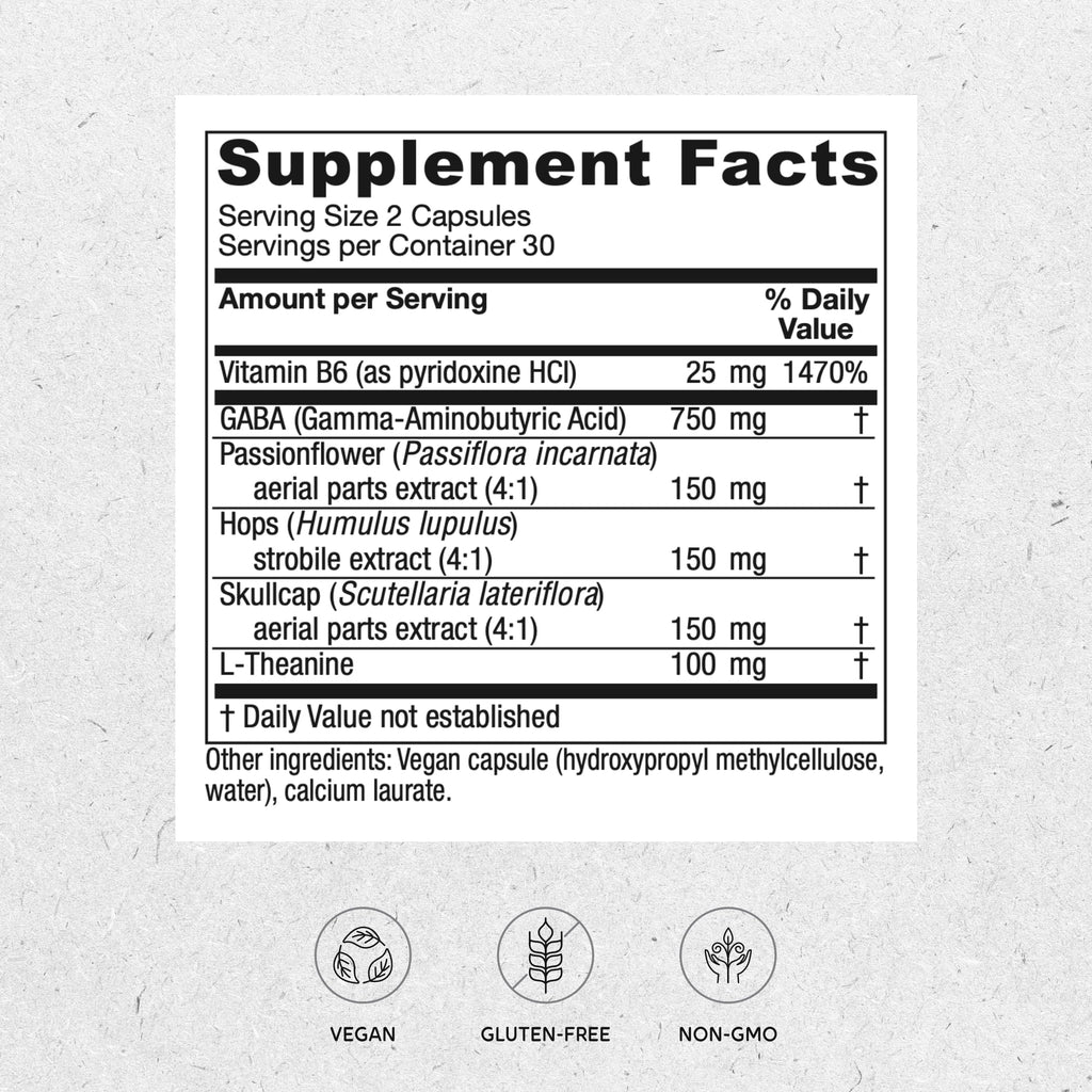 Vitanica GABA Ease – Calming Support, Vegan, 60 Capsules
