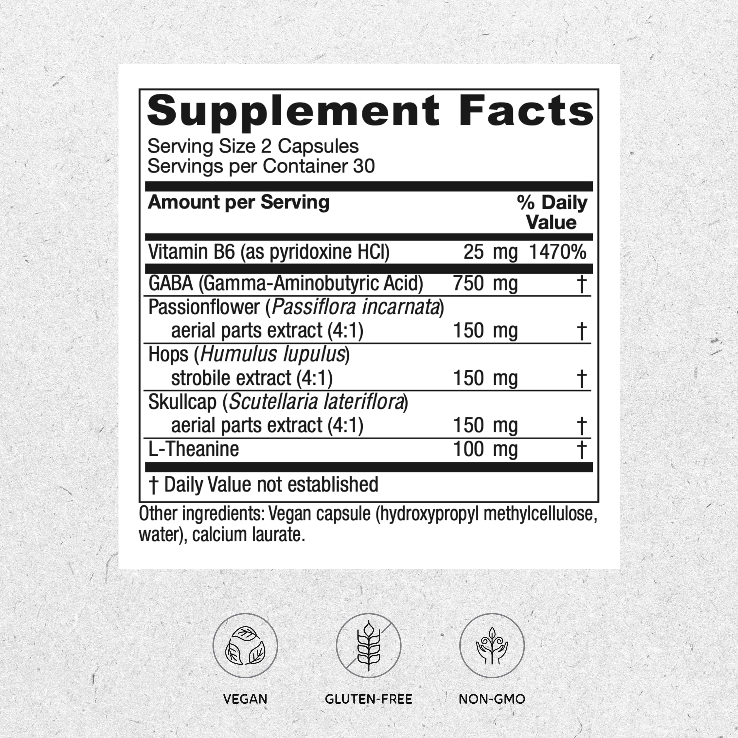 Vitanica GABA Ease – Calming Support, Vegan, 60 Capsules