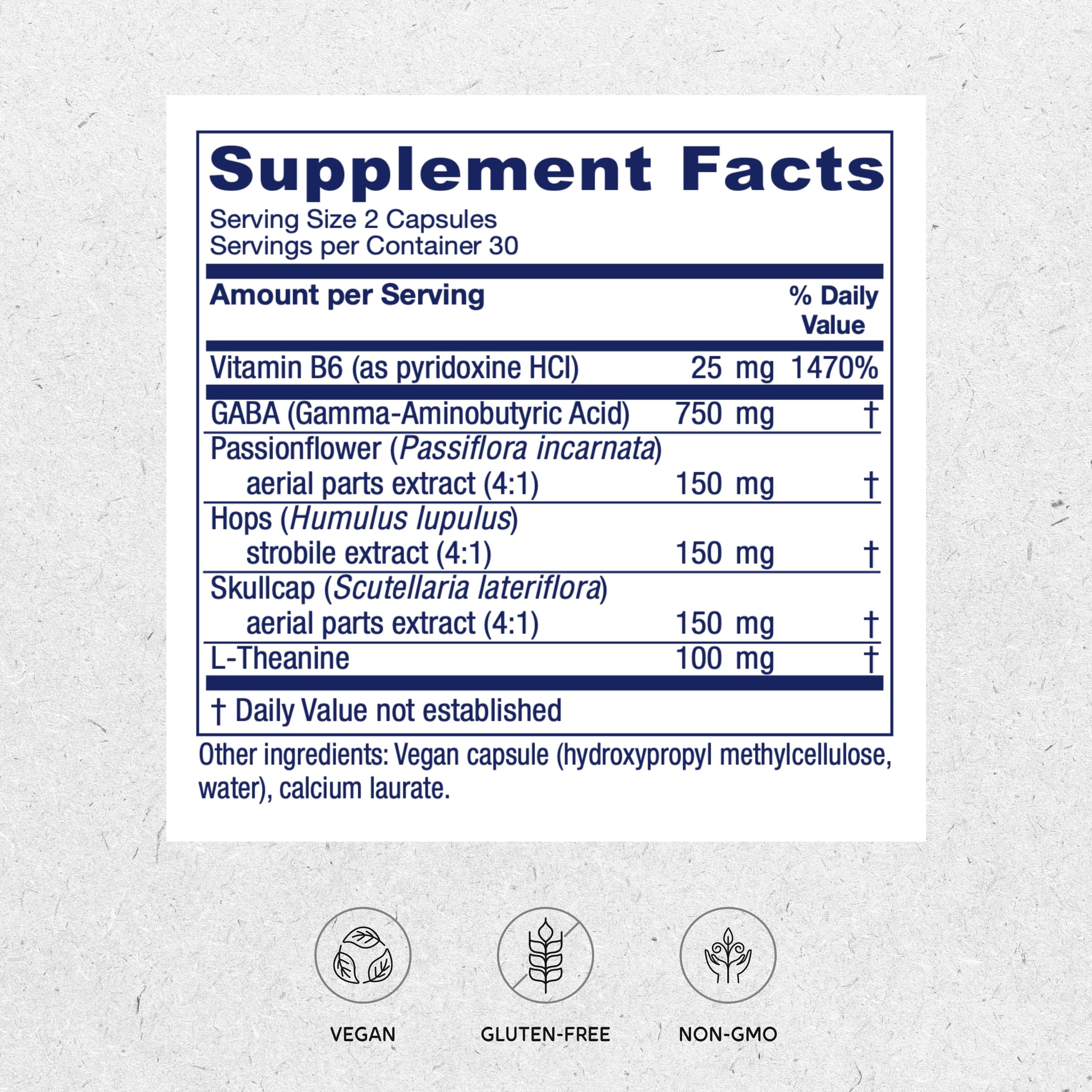 Vitanica GABA Ease - Calming Support, Vegan, 60 Capsules