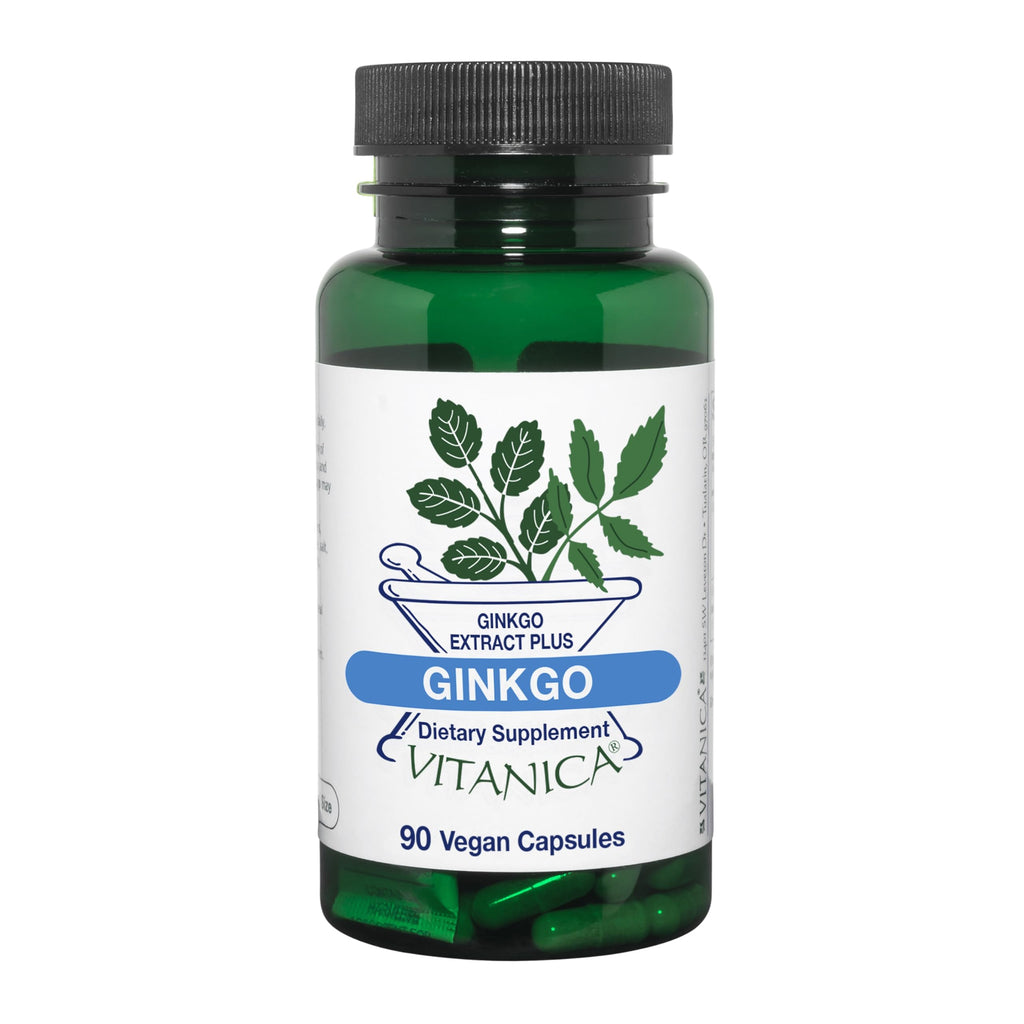 Vitanica Ginkgo Biloba Extract – Supports Circulation & Cognitive Health | 24% Flavone Glycosides, 6% Terpene Lactones | 90 Capsules