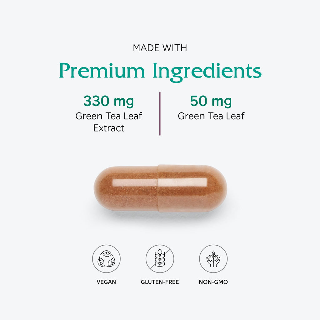 Vitanica Green Tea Extract 330mg – 45% EGCG, 80% Catechins, 98% Polyphenols | Vegan, 60 Capsules
