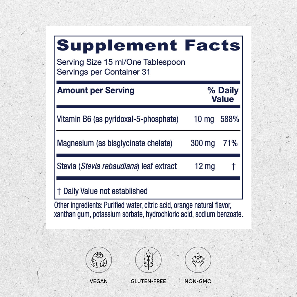 Vitanica Magnesium Tonic - Liquid Magnesium with Vitamin B6 for Brain, Sleep & Heart Health (Orange, 16 Fl Oz)