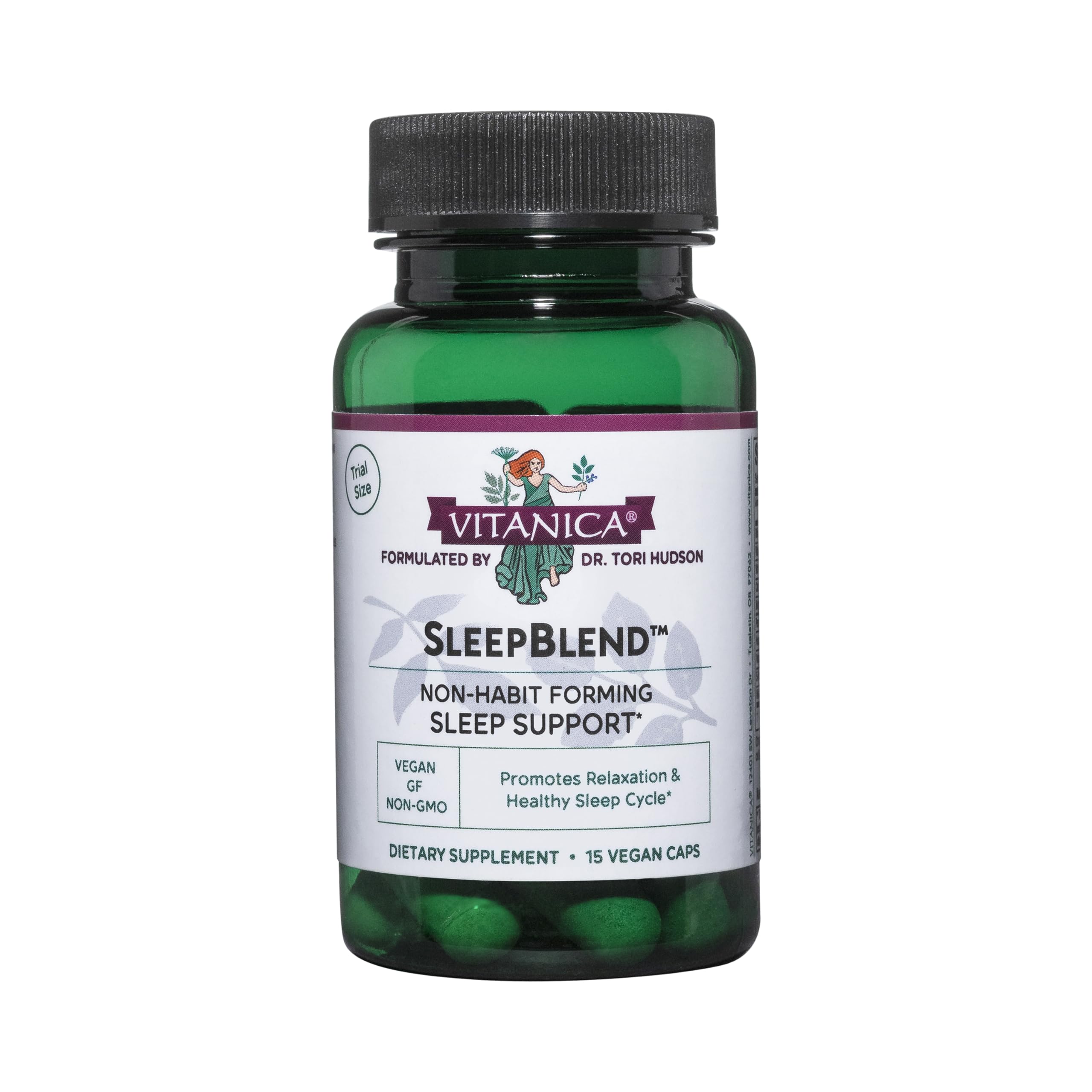 Vitanica SleepBlend – Sleep & Relaxation Support for Women | Melatonin, Valerian Root, Vitamin B2 & B12, Magnesium | 15 Vegan Caps
