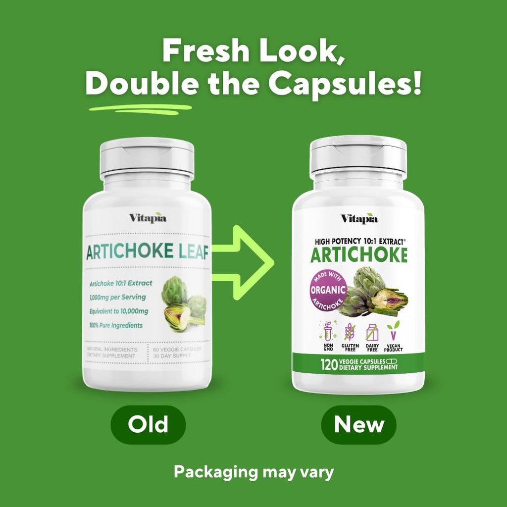 Vitapia Organic Artichoke Extract Supplement – Liver Health & Digestion, 120 Vegan Capsules