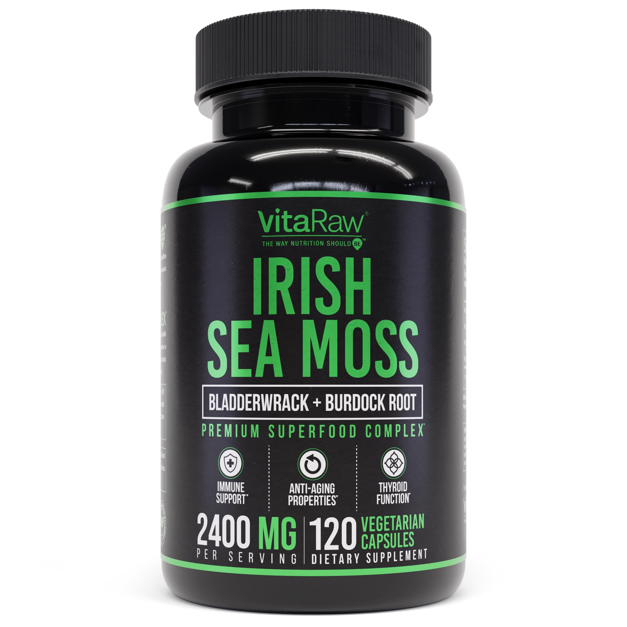 VitaRaw Organic Irish Sea Moss Capsules 2400 mg - Immune, Joint & Gut Health Support