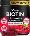 VitaUp Biotin Gummies 10000mcg – Extra Strength Hair, Skin & Nails with Collagen (60 ct)
