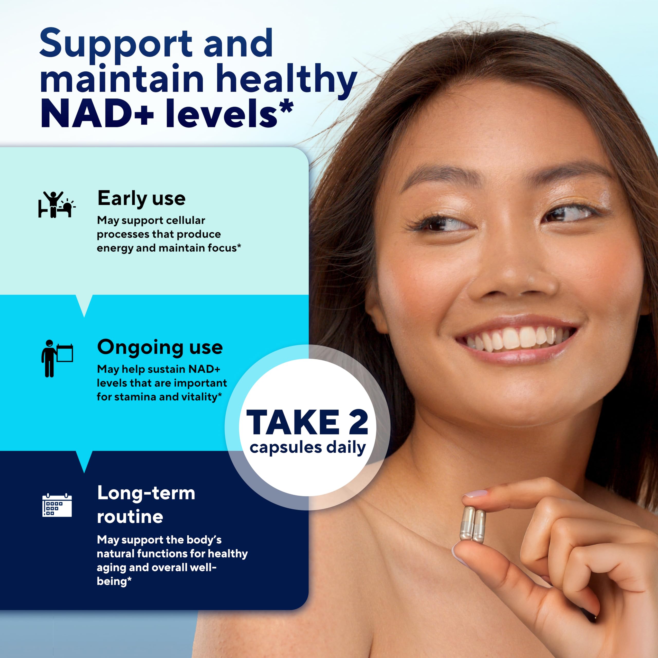 VitaUp NAD+ Resveratrol Supplement - USA Made NAD+ 650mg for Healthy Aging, Energy & Focus - 60 Count