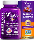 VitaUp Saffron Supplements – USA Made Saffron Extract 88.5 mg – Non-GMO, 90 Vegan Capsules | Mood, Energy & Cognitive Support