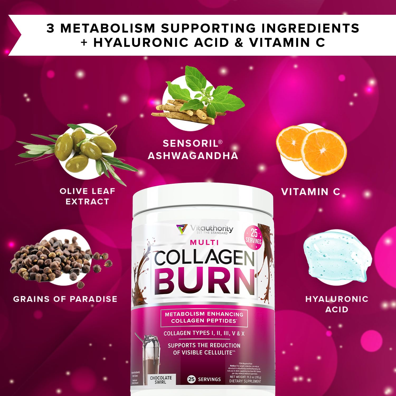 Vitauthority Collagen Peptides Powder – Chocolate, 25 Servings | Hair Skin Nails