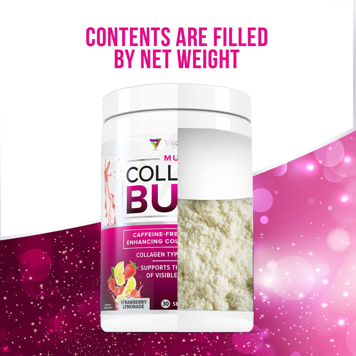 Vitauthority Multi Collagen Burn – Caffeine-Free Strawberry Lemonade, 30 Servings