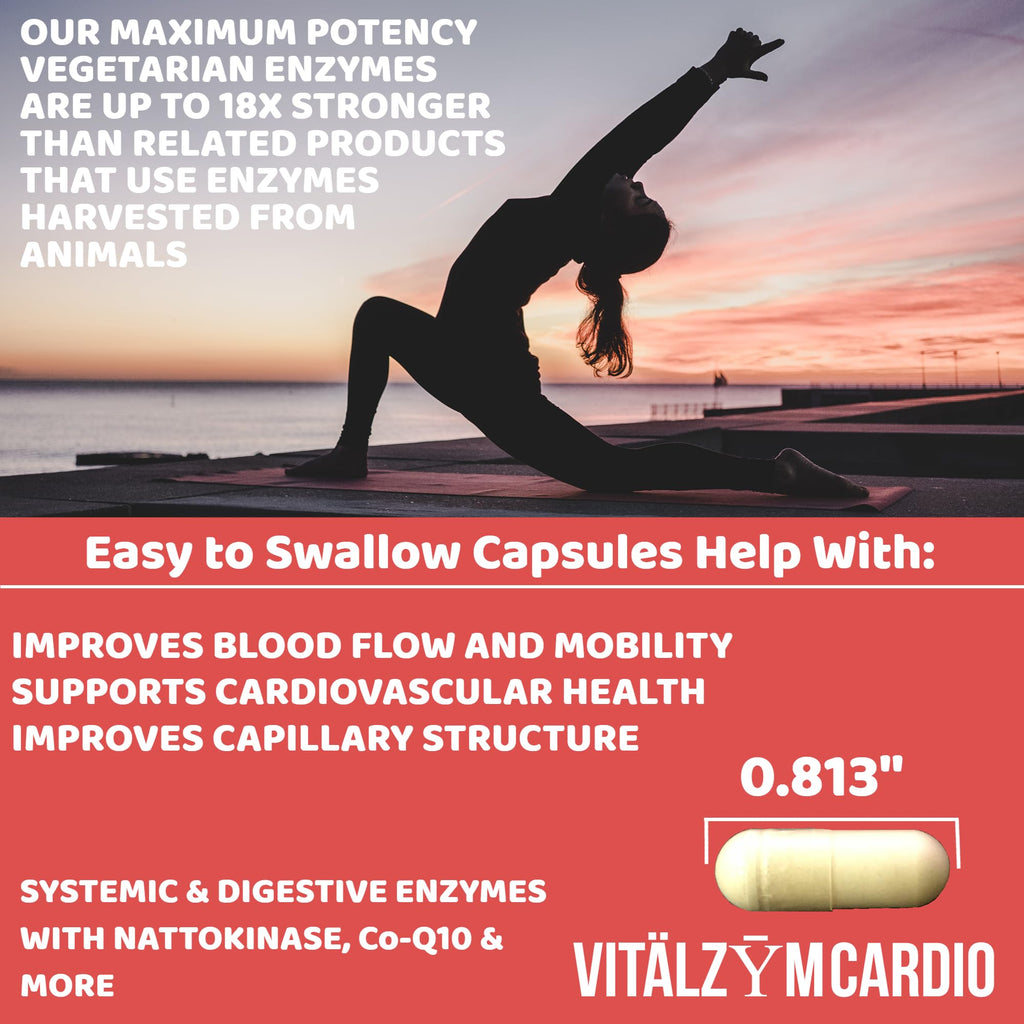 VITÄLZYM Cardio Proteolytic Systemic Enzymes – Serrapeptase, Nattokinase & CoQ10 (300 Capsules)