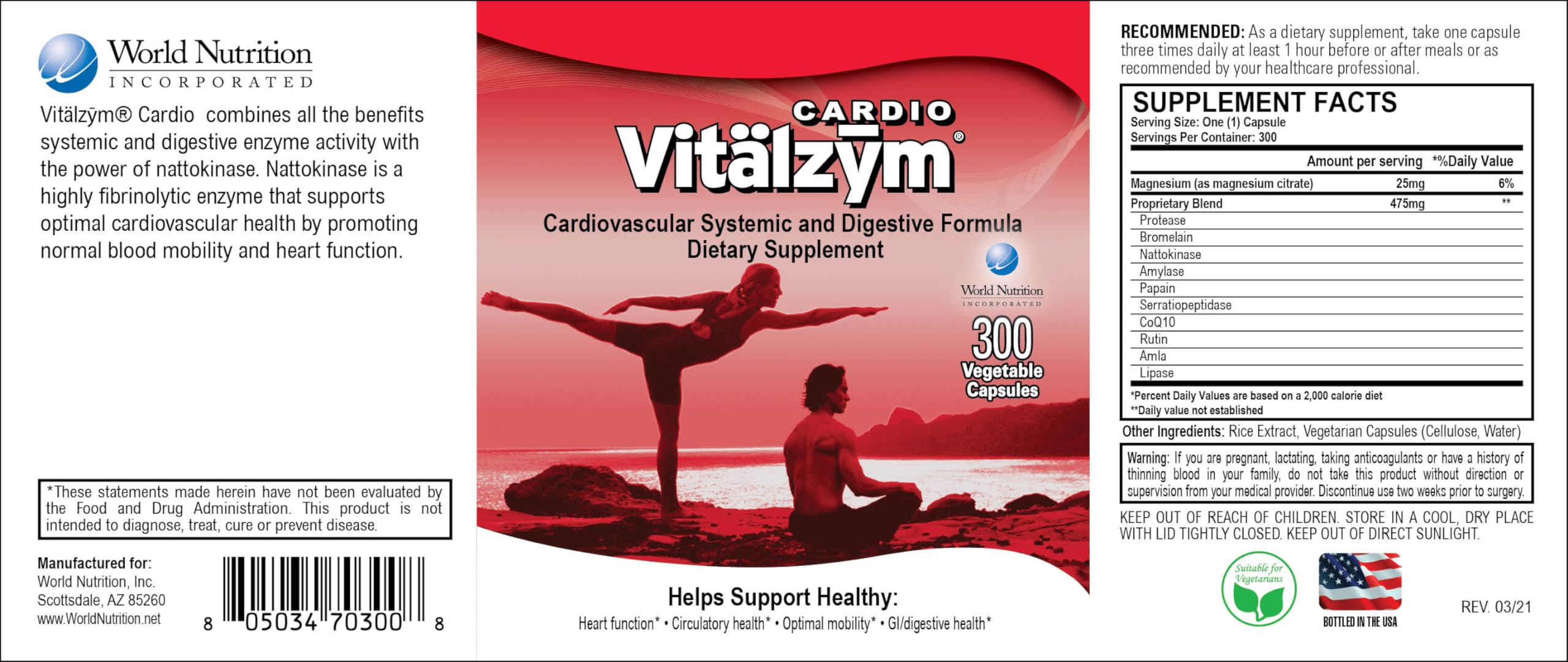 VITÄLZYM Cardio Proteolytic Systemic Enzymes – Serrapeptase, Nattokinase & CoQ10 (300 Capsules)