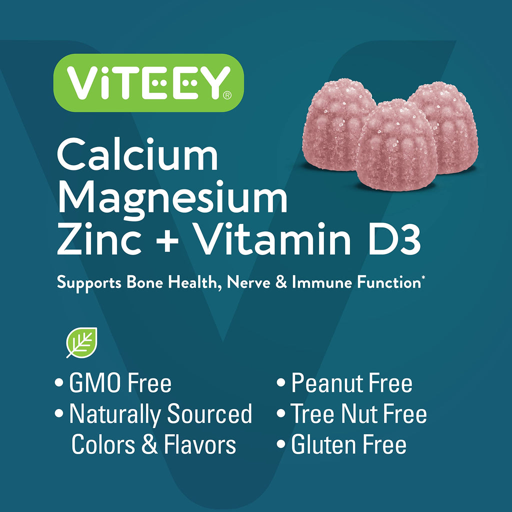 Viteey Calcium Magnesium Zinc Gummies with Vitamin D3 - Bone, Nerve & Immune Support