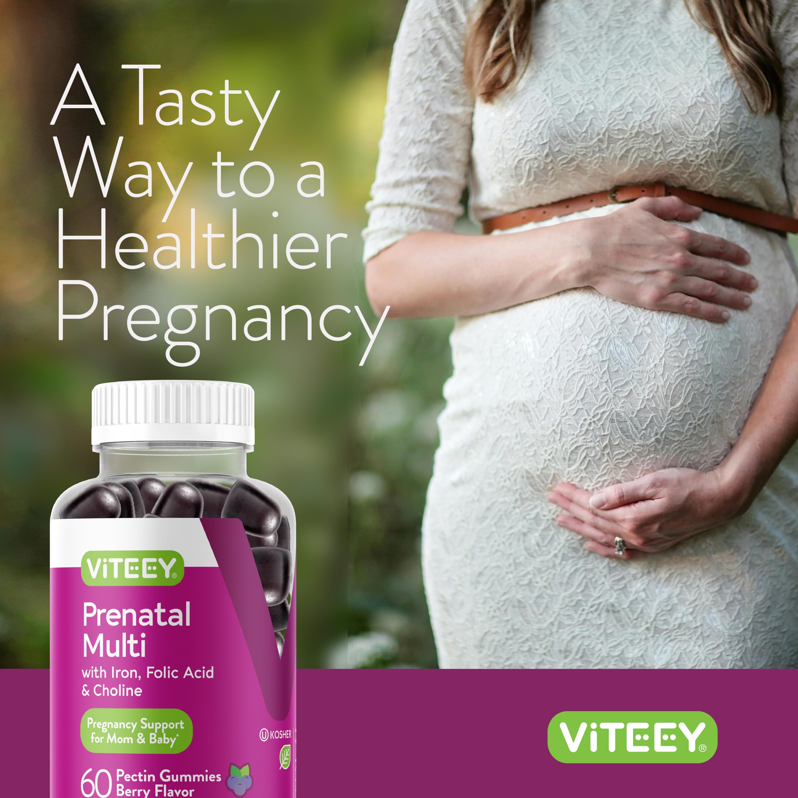 Viteey Prenatal Gummies for Women – Iron, Folic Acid & Choline | 120 Count