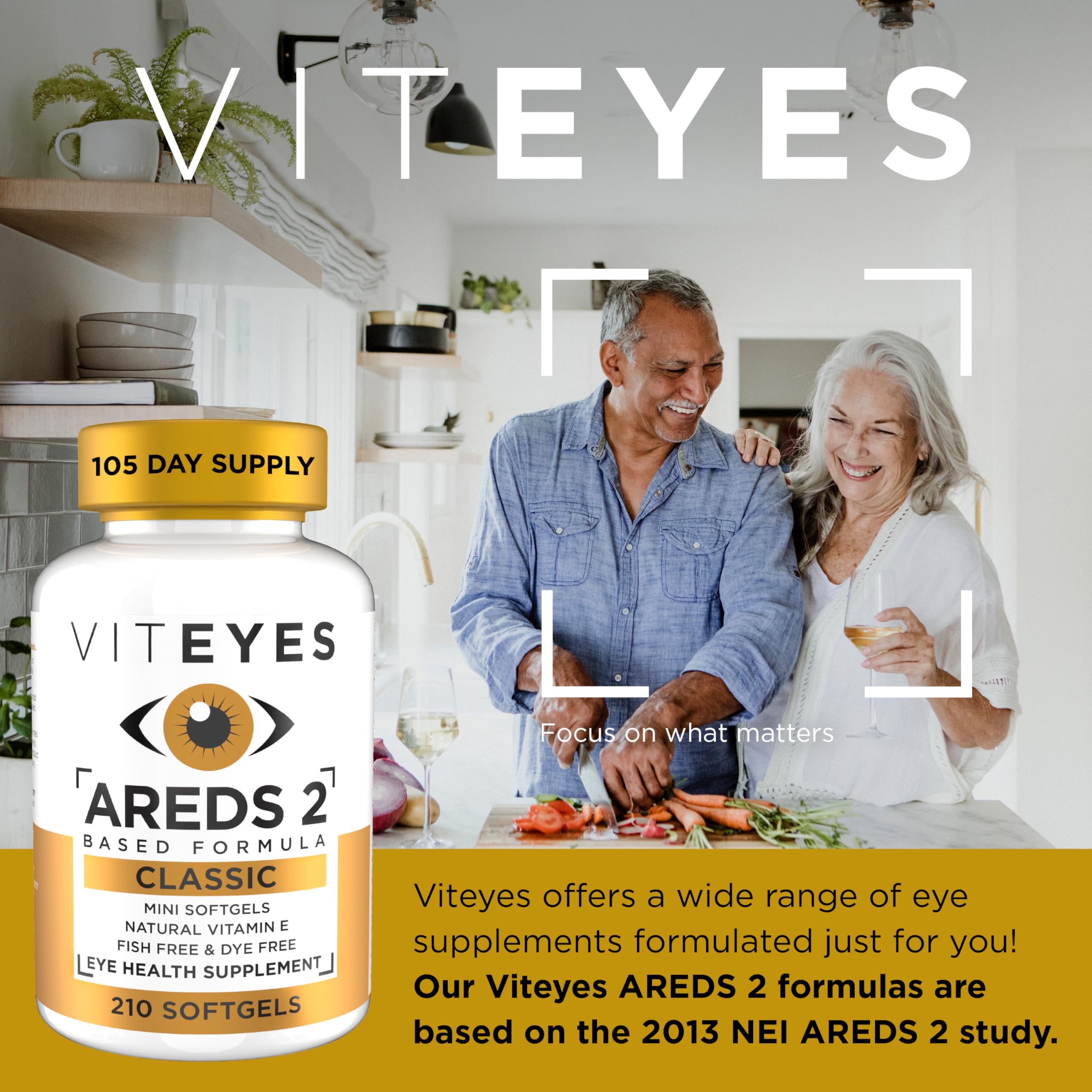Viteyes AREDS 2 Classic Macular Health Softgels – Low Zinc, Beta-Carotene Free, 210 Softgels