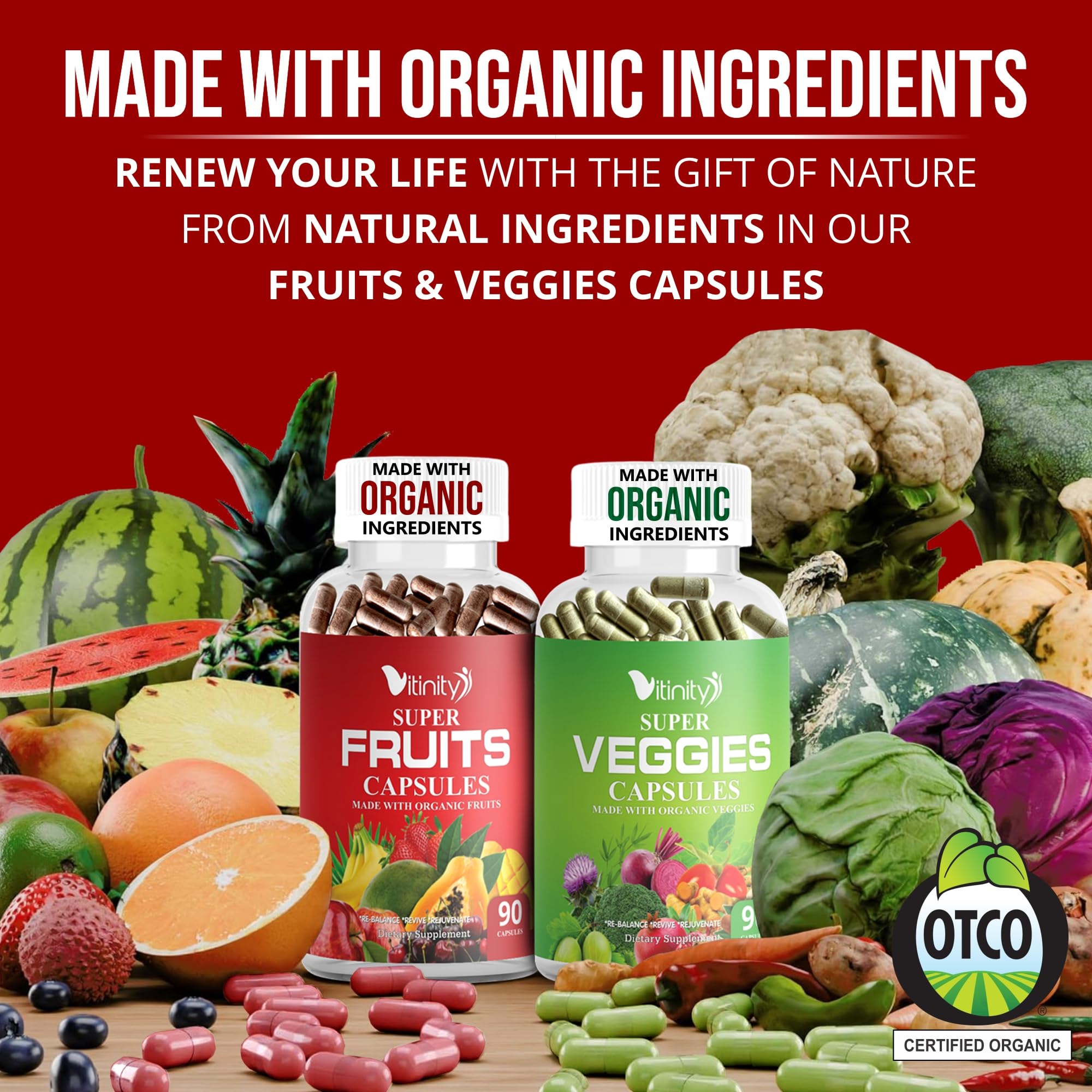 Vitinity Fruits & Veggies Capsules – Superfood Vitamin for Adults